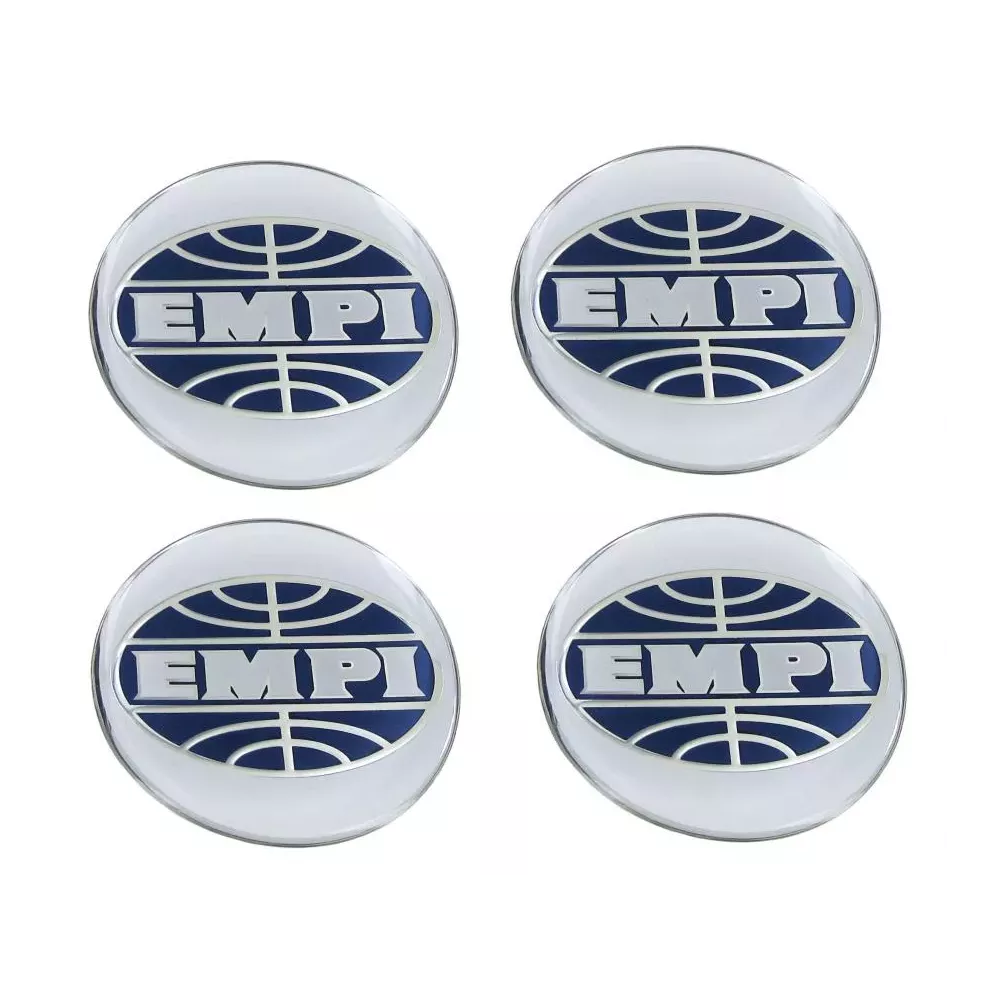 Set 4 autocollants cache-moyeu 43mm Bleu/Noir EMPI ou Blanc GT | Rétro Jante