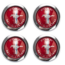 Flag Ford Mustang Cache Moyeu set de 4 Noir/Bleu/Rouge