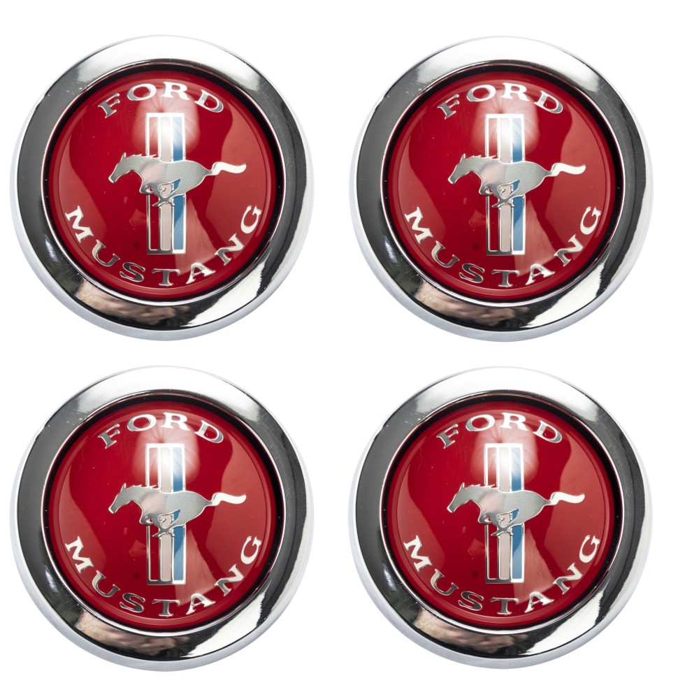 Flag Ford Mustang Cache Moyeu set de 4 Noir/Bleu/Rouge