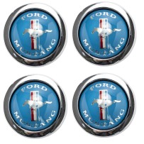 Flag Ford Mustang Cache Moyeu set de 4 Noir/Bleu/Rouge
