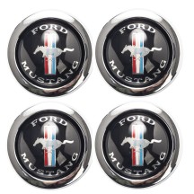 Flag Ford Mustang Cache Moyeu set de 4 Noir/Bleu/Rouge