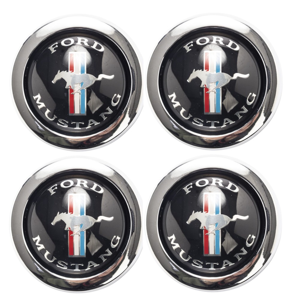 Flag Ford Mustang Cache Moyeu set de 4 Noir/Bleu/Rouge