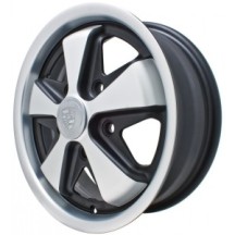 Jante Fuchs 911, noire mat & silver (la pi√®ce)