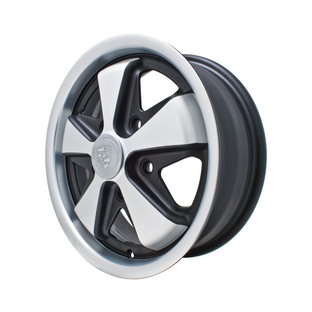 Jante Fuchs 911, noire mat & silver (la pi√®ce)