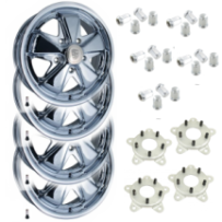 x4 Jantes Fuchs 911, 100% polie avec sigle Porsche kit complet