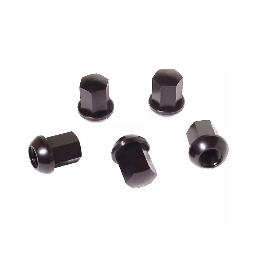 Set 5 écrous alu Porsche 14x1.5 appui bombé Noir/Chrome | Rétro Jante