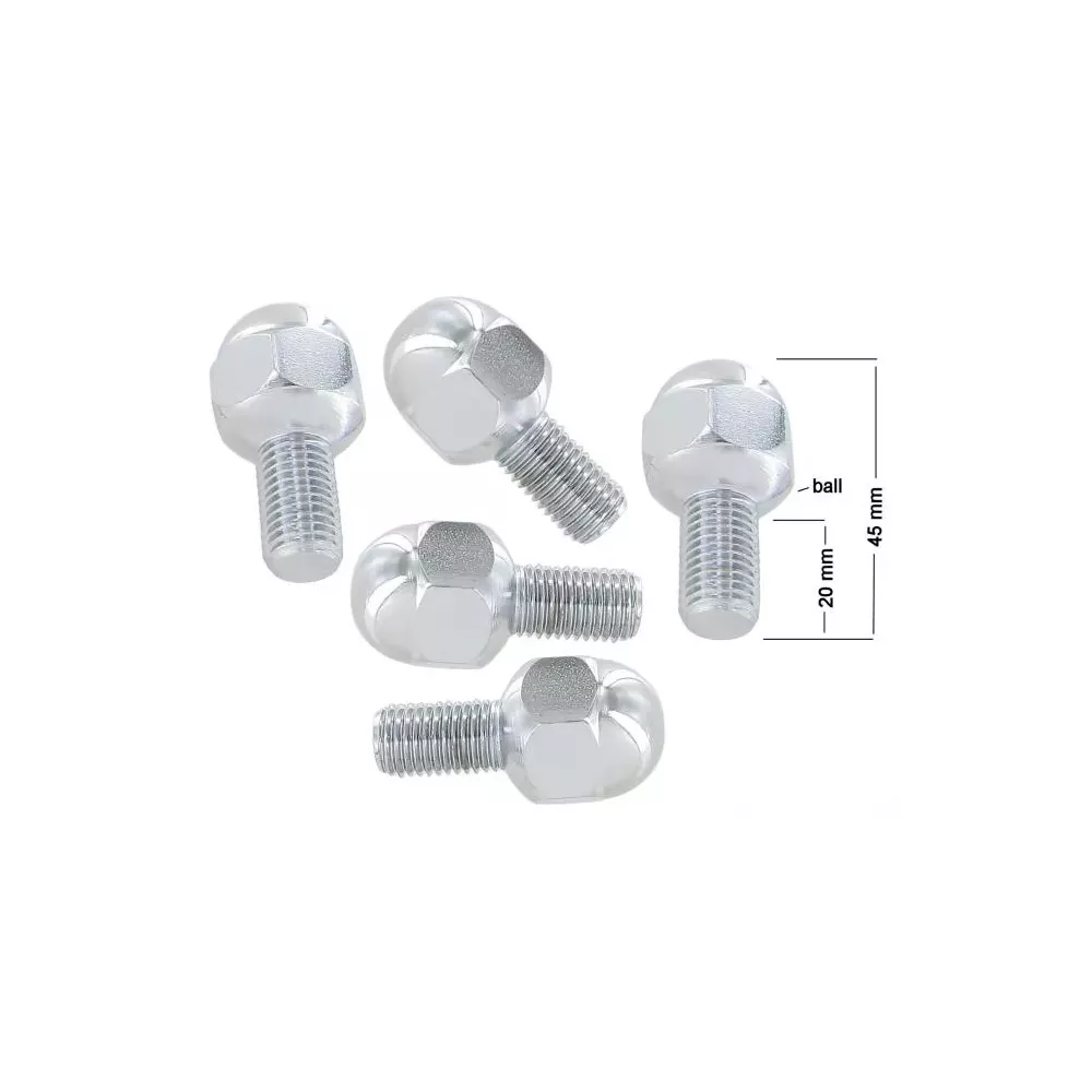 Set de 5 boulons de roue chromés appui bombé 12x1.5 | Rétro Jante