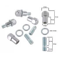 Kit 4 boulons chromes avec goujons et rondelles 12x1.5 | Rétro Jante